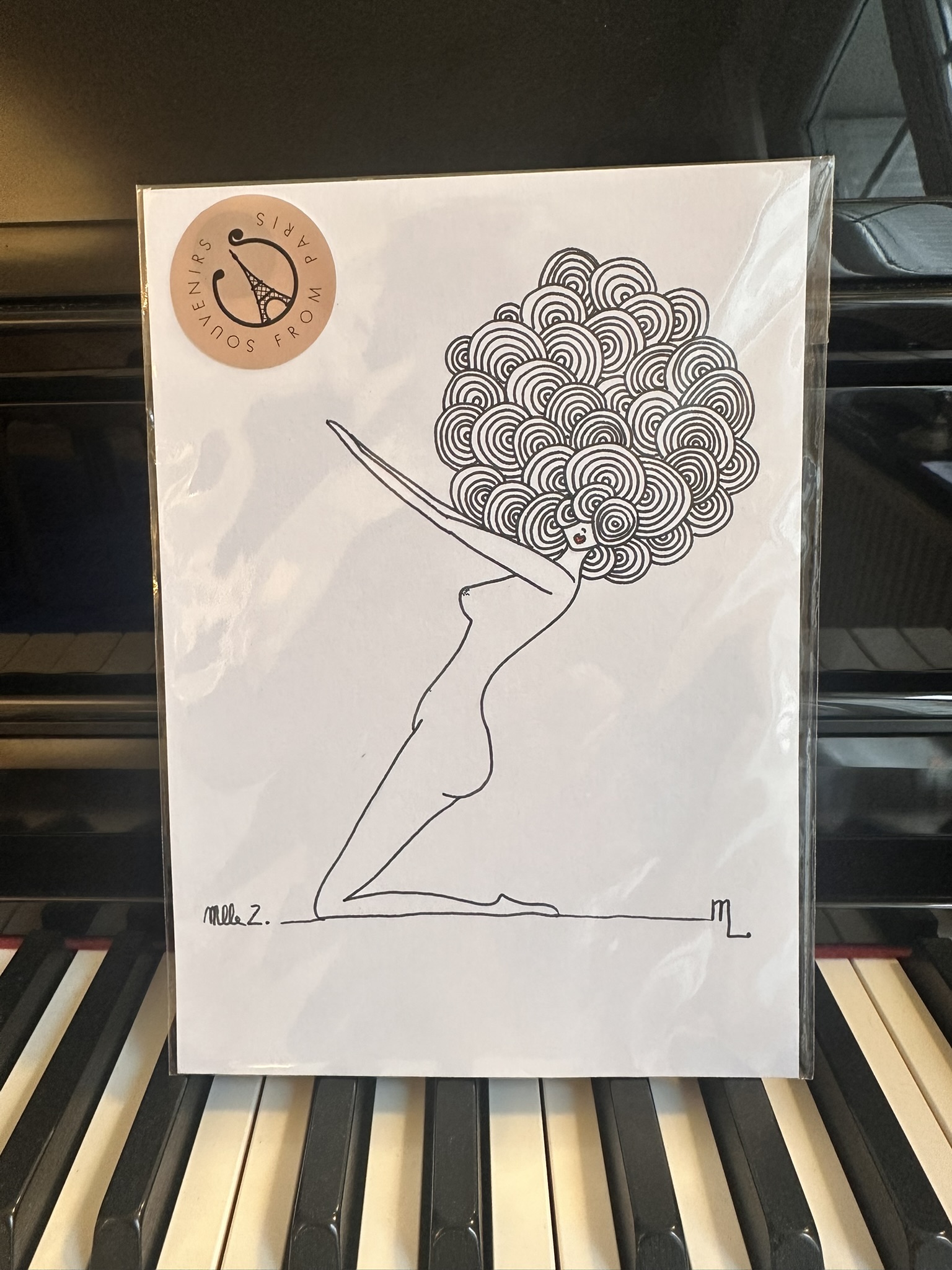 "Mlle Z." dessin original Zumba au sol, dessin de la collection ABCD(h)air.E chez © Les P'tits Q libérés by Mademoiselle Louison®