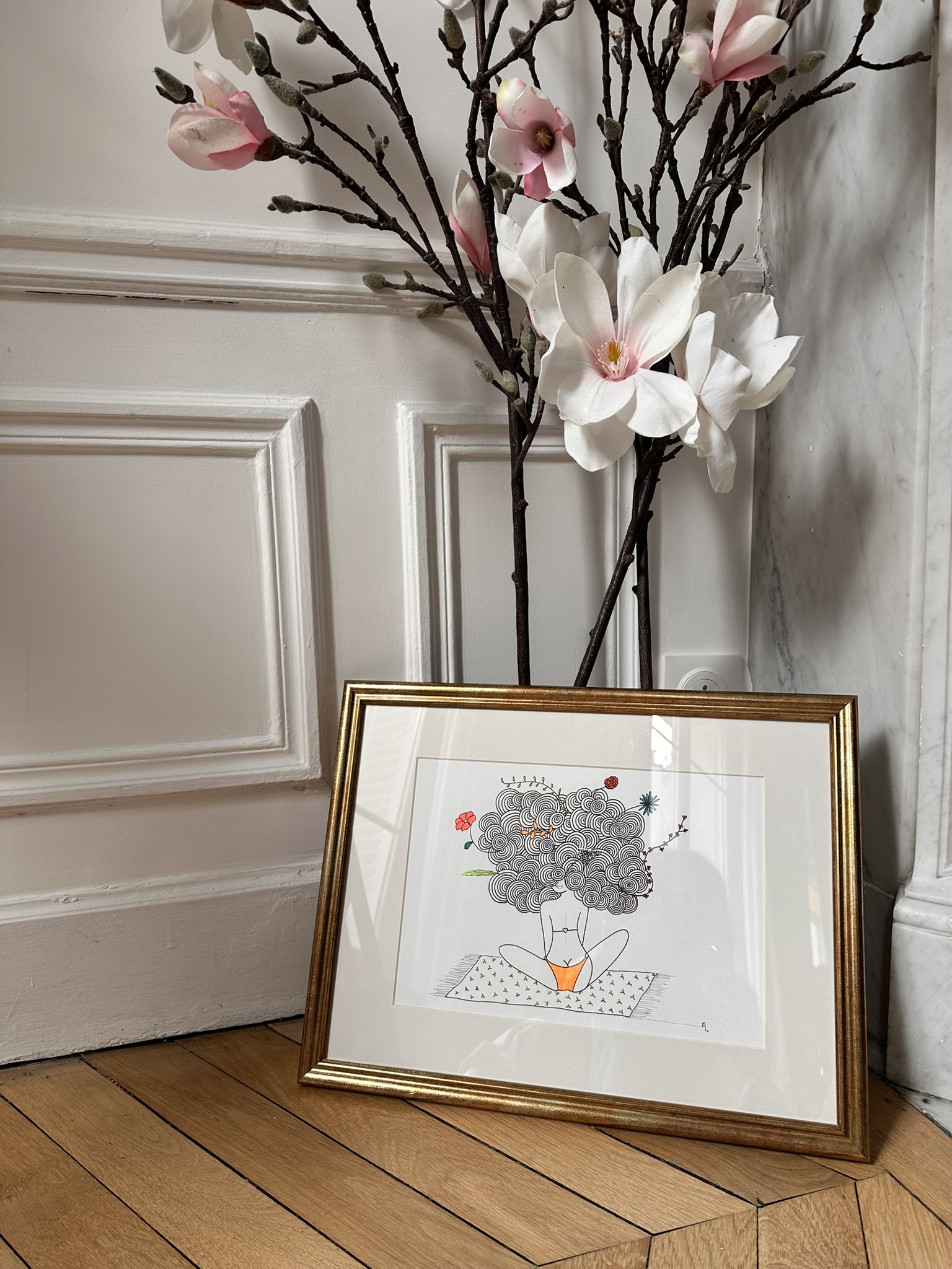 Terre-happy dessin thérapie femme plage fleurs nature version originale Mademoiselle Louison