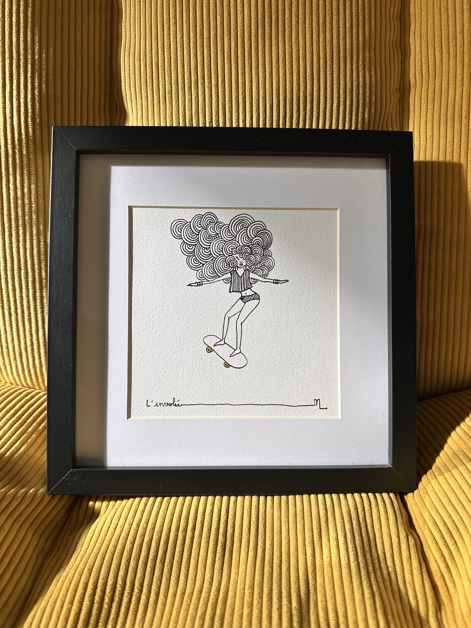 l'envolée dessin original par mademoiselle louison femme libre trait fin