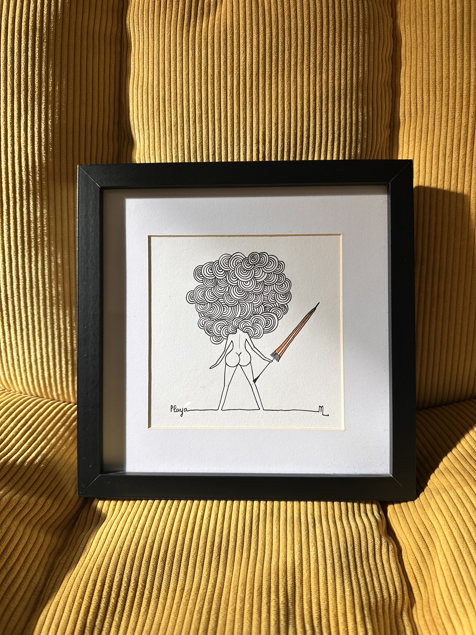 "Playa" marque son territoire avec volonté, dessin original de la collection Libérée chez © Les P'tits Q libérés by Mademoiselle Louison®
