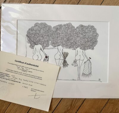 "April, May, June" c'est cette bande de copines qui passent les mois sans stress, dessin de la collection Libérée chez © Les P'tits Q libérés by Mademoiselle Louison® certificat d'authenticité "April, May, June" c'est cette bande de copines qui passent les mois sans stress, dessin de la collection Libérée chez © Les P'tits Q libérés by Mademoiselle Louison® certificat d'authenticité