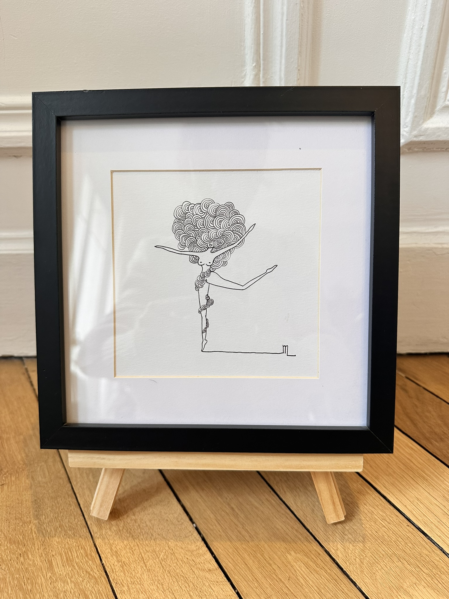 "Hair-abesque" danse la vie "enchevelée", dessin original de la collection Libérée chez © Les P'tits Q libérés by Mademoiselle Louison®